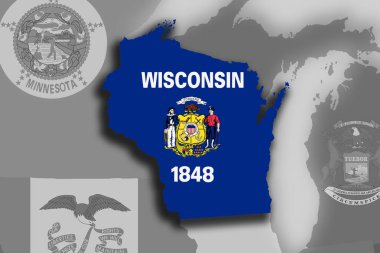 Wisconsin harita ve bayrak