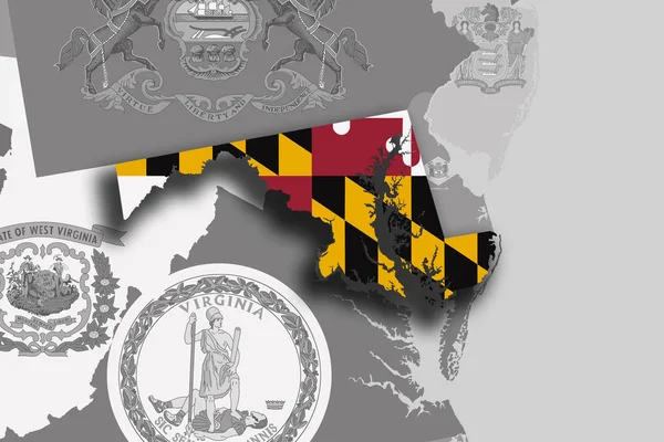 Maryland mapa e bandeira — Fotografia de Stock
