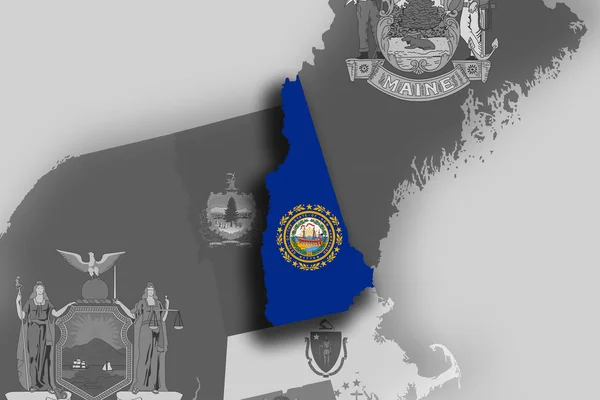 Mapa y bandera de New Hampshire —  Fotos de Stock