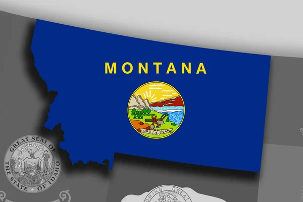 Montana map and flag — Stock Photo, Image