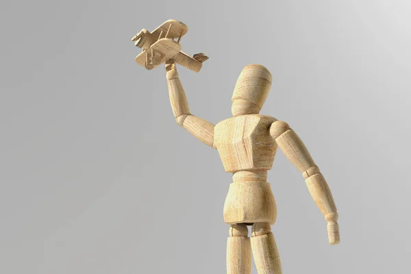 Прототип деревянного манекена человека — стоковое фото