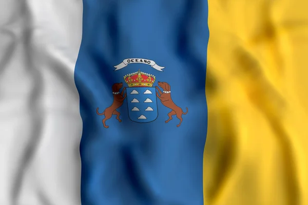 Bandeira de Canarias acenando — Fotografia de Stock