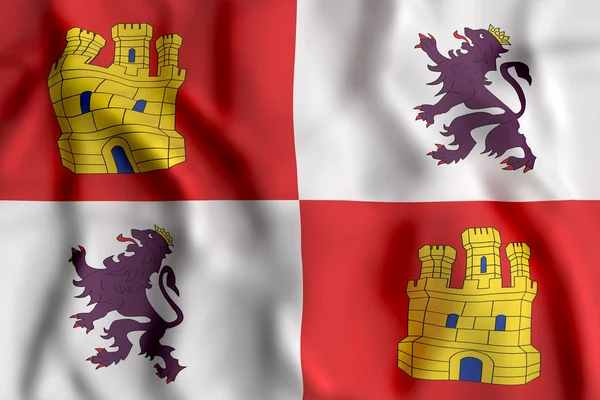 Castilla Leon flag waving — Stock Photo, Image