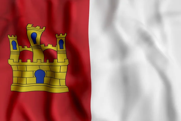 Castilla La Mancha flag waving — Stock Photo, Image