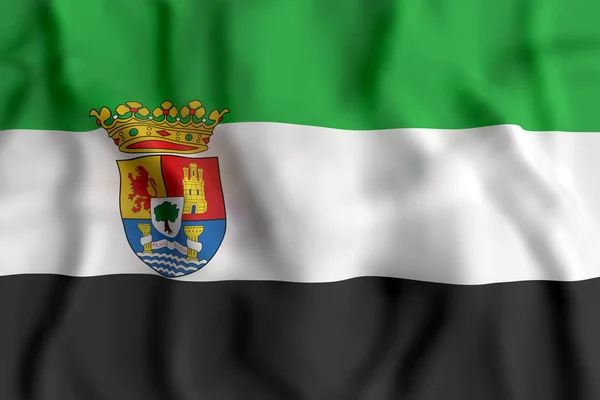 Extremadura vlag zwaaien — Stockfoto