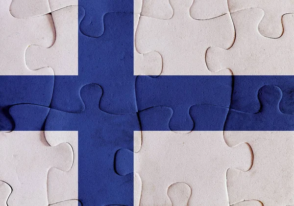 Finland flagga pussel — Stockfoto