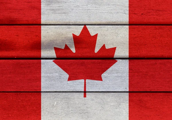 Vlag van Canada op een hout — Stockfoto