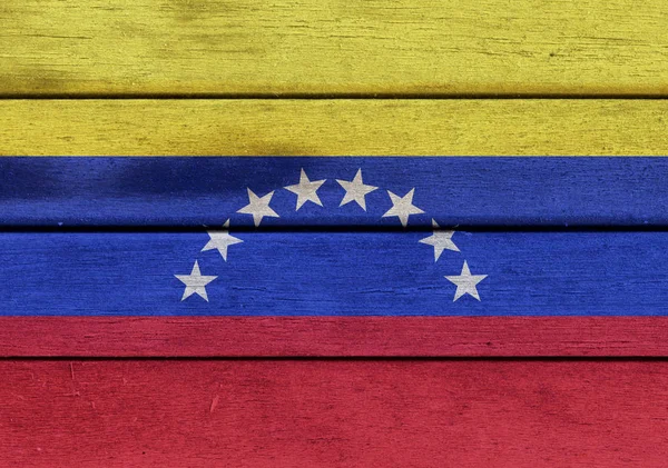 在木头上的委内瑞拉国旗 — 图库照片
