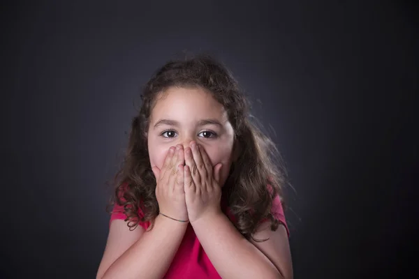 Surprised six years girl — Stock Photo, Image