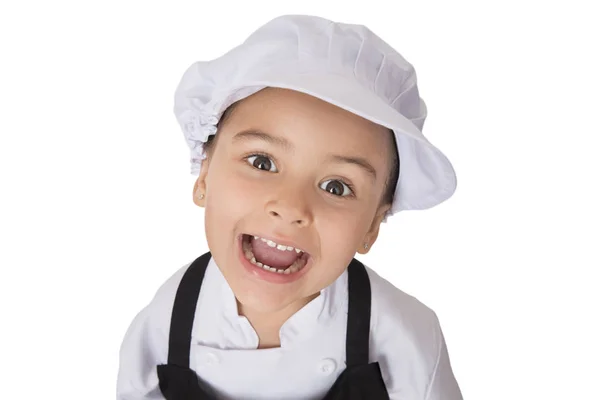 Chef menina de quatro anos — Fotografia de Stock