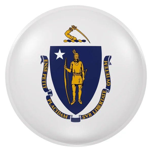 Massachusetts State flag button — Stock Photo, Image