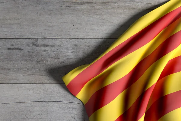 Katalonien Flagge auf Holz — Stockfoto
