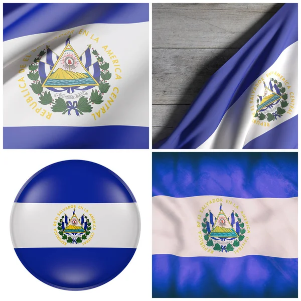 Republic of El Salvador flag waving — Stock Photo, Image