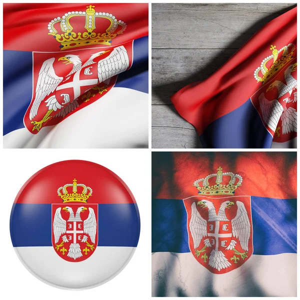 3d representación de una bandera de la República de Serbia —  Fotos de Stock