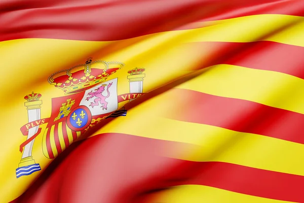 Флаги Испании и Каталонии — стоковое фото