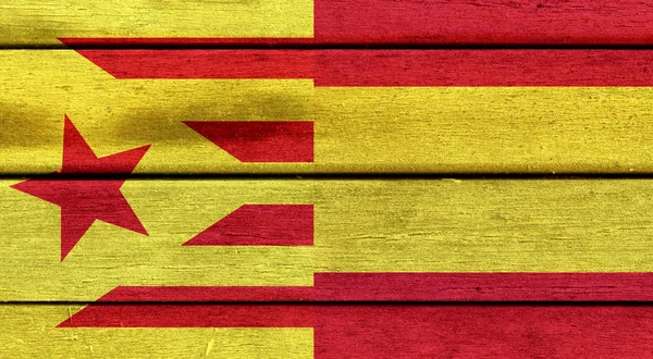 Drapeaux Espagne et Catalogne — Photo