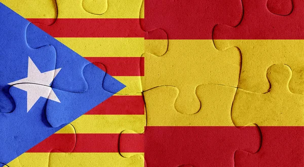 Drapeaux Espagne et Catalogne — Photo