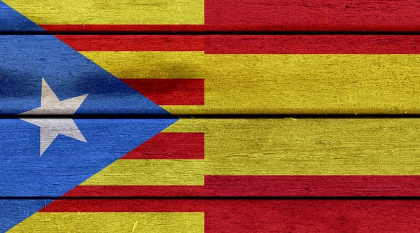 Spanje en Catalonië vlaggen — Stockfoto