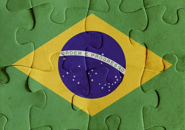 Quebra-cabeça bandeira Brasil — Fotografia de Stock