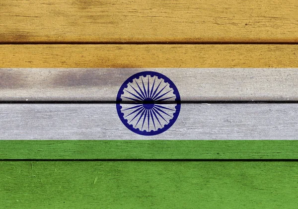 Прапор Республіки Індія на дерев'яні поверхні — стокове фото