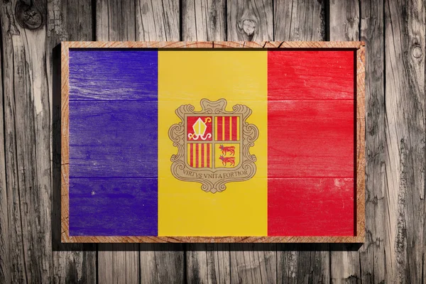 Bandera de madera Andorra —  Fotos de Stock