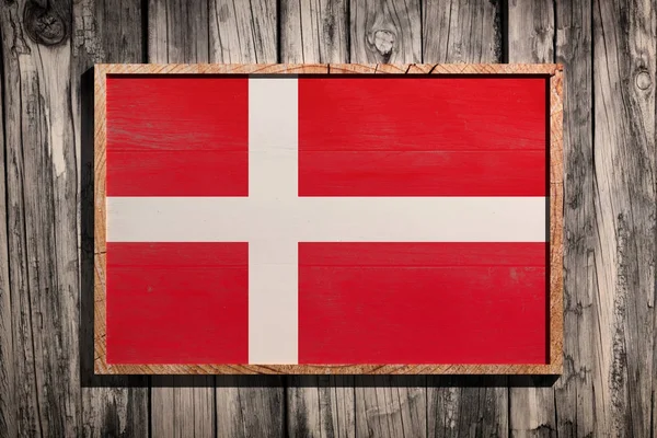 Dřevěné vlajka Dánsko — Stock fotografie