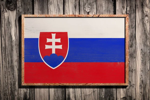 Fából készült Szlovákia zászló — Stock Fotó