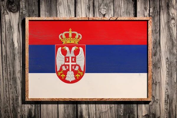 Bandiera Serbia in legno — Foto Stock