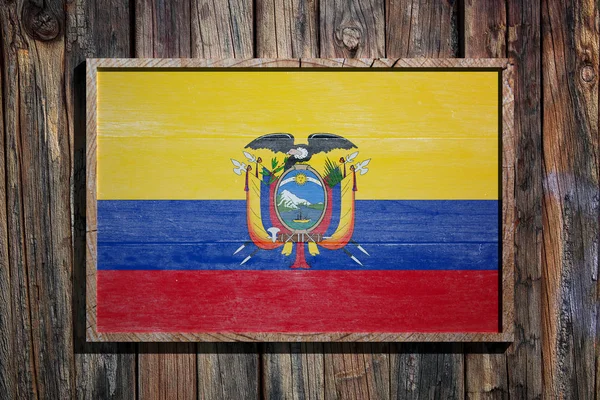 Bandeira de madeira Equador — Fotografia de Stock