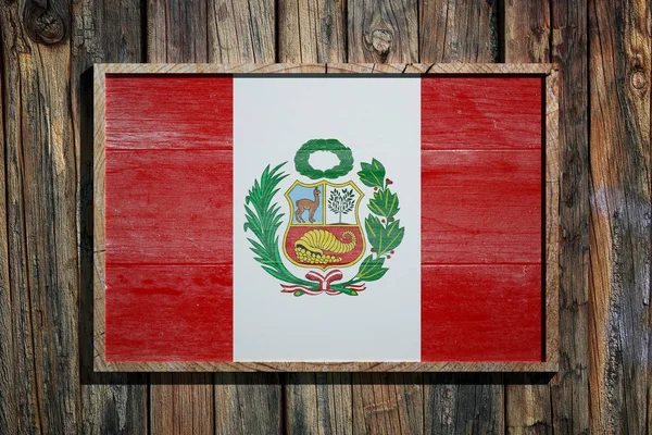 Drewniany flaga Peru — Zdjęcie stockowe