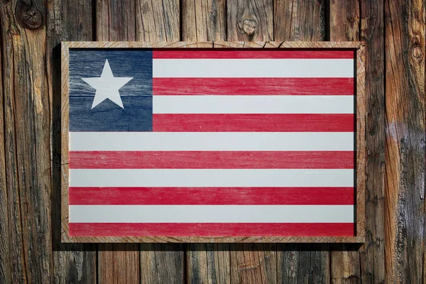 Liberia-Flagge aus Holz — Stockfoto