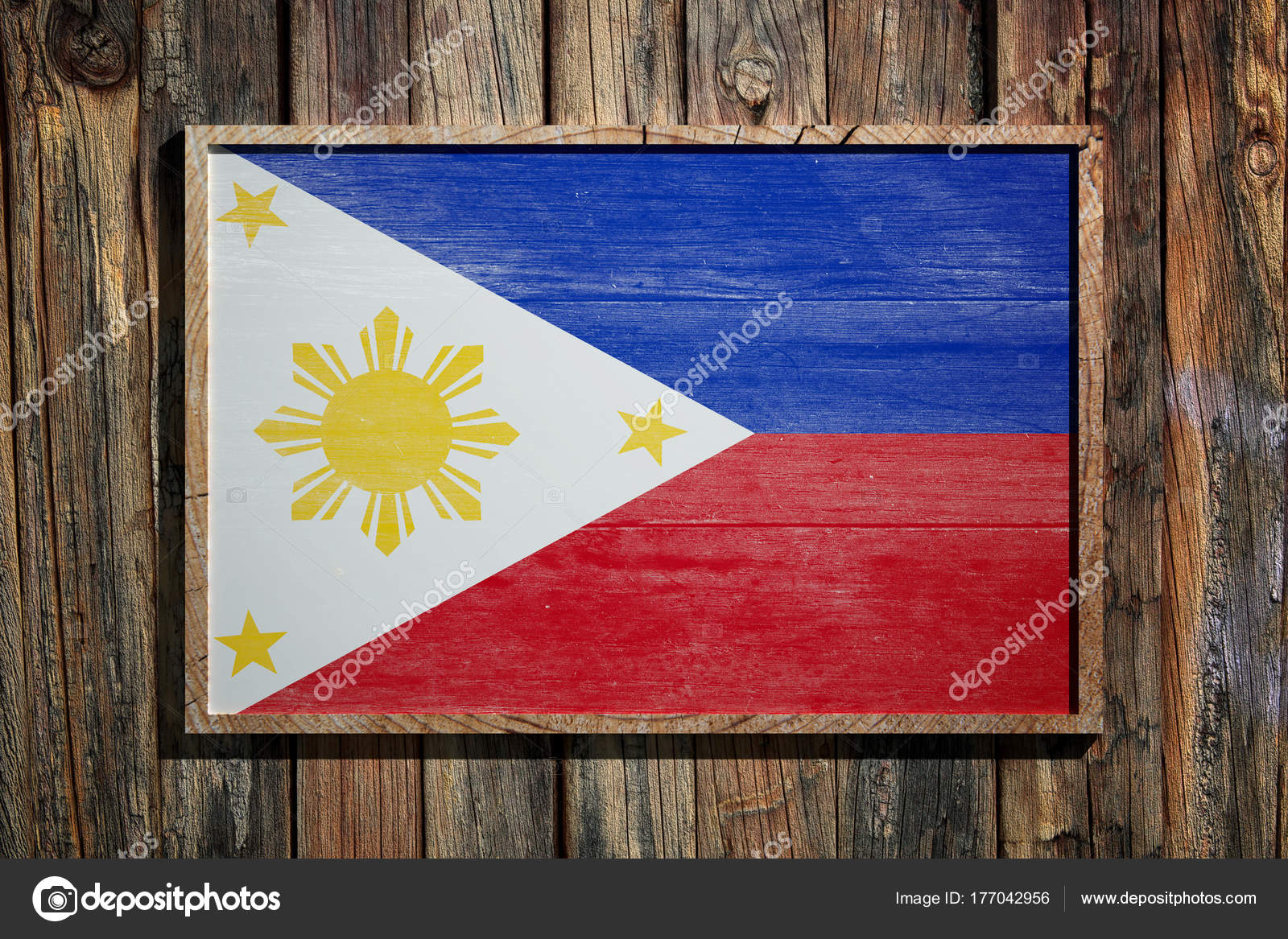 Holzerne Philippinische Flagge Stockfotografie Lizenzfreie Fotos C Erllre 177042956