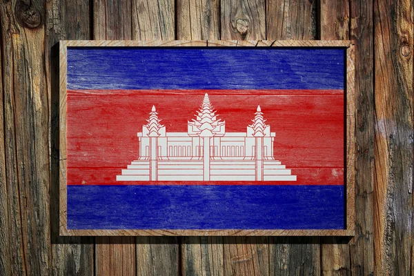 Drewniany flaga Kambodży — Zdjęcie stockowe