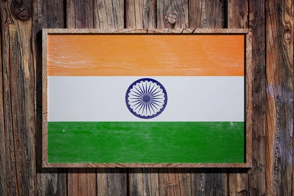 Дерев'яні прапор Індії — стокове фото