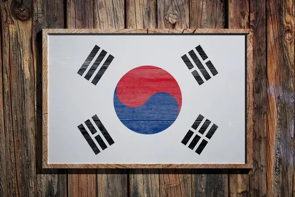 Bandiera in legno Corea del Sud — Foto Stock