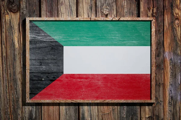 Bandeira de madeira do Kuwait — Fotografia de Stock
