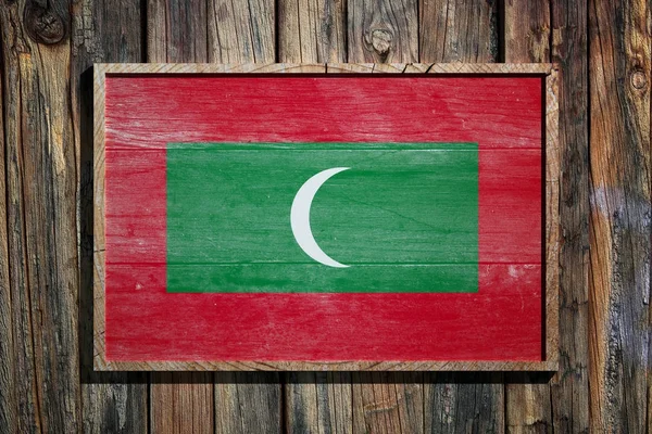 Ahşap Maldivler bayrağı — Stok fotoğraf