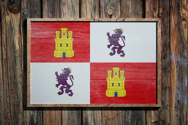 Bandeira de madeira Castilla Leon — Fotografia de Stock