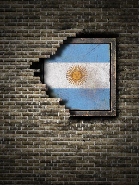 Bandeira da Argentina antiga na parede de tijolos — Fotografia de Stock