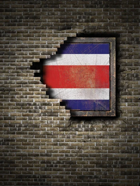 Old  Republic of Costa Rica flag in brick wall — Stock Photo, Image