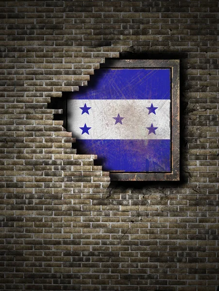 Old Honduras flag in brick wall — Stock Photo, Image