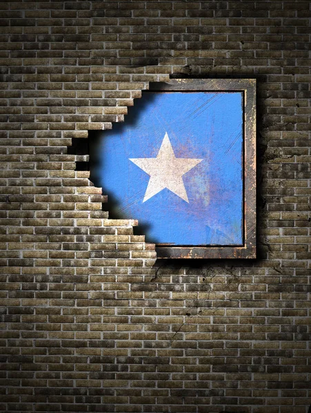 Old Somalia flag in brick wall — Stock Photo, Image