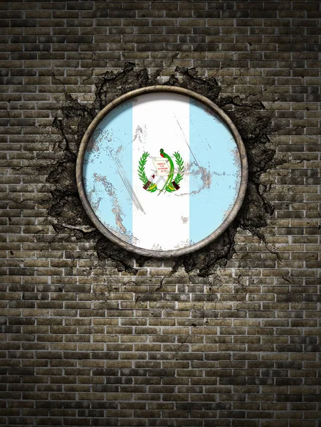 Antigua bandera de Guatemala en muro de ladrillo — Foto de Stock