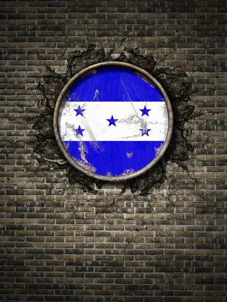 Alte Honduras Fahne in Ziegelmauer — Stockfoto