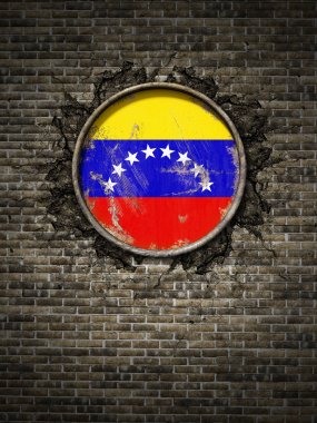 Tuğla duvar eski Venezuela bayrağı