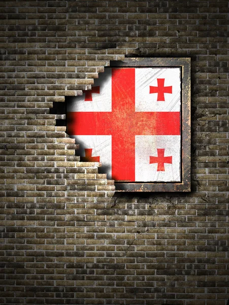 Antigua bandera de Georgia en la pared de ladrillo — Foto de Stock