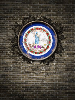 Tuğla duvar eski Virginia bayrağı