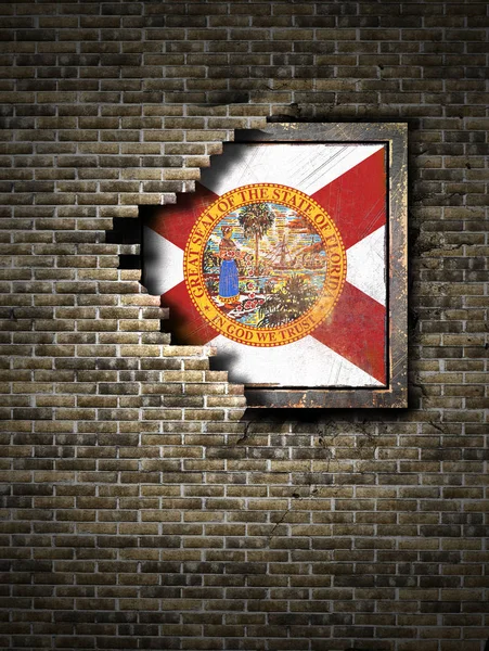 Antigua bandera de Florida en la pared de ladrillo —  Fotos de Stock