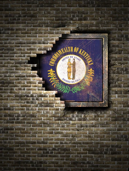 Stary flaga Kentucky w mur z cegły — Zdjęcie stockowe