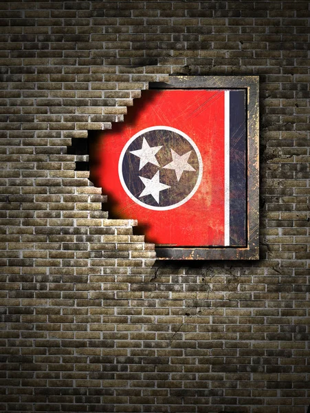 Bandera de Tennessee vieja en pared de ladrillo —  Fotos de Stock